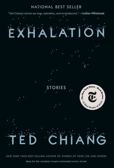 The Knopf edition of Exhalation — a near-black field with the title in pale lettering.