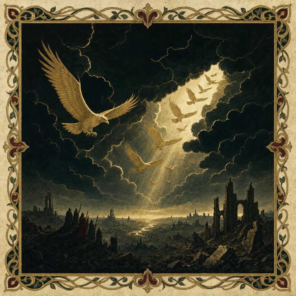 A painted emblem for Eucatastrophe.