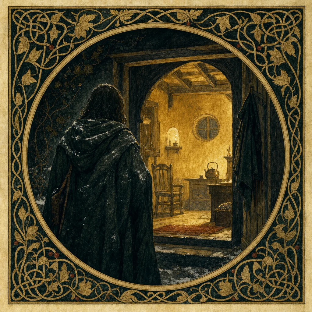 A painted emblem for A Visitor From a Different Land.